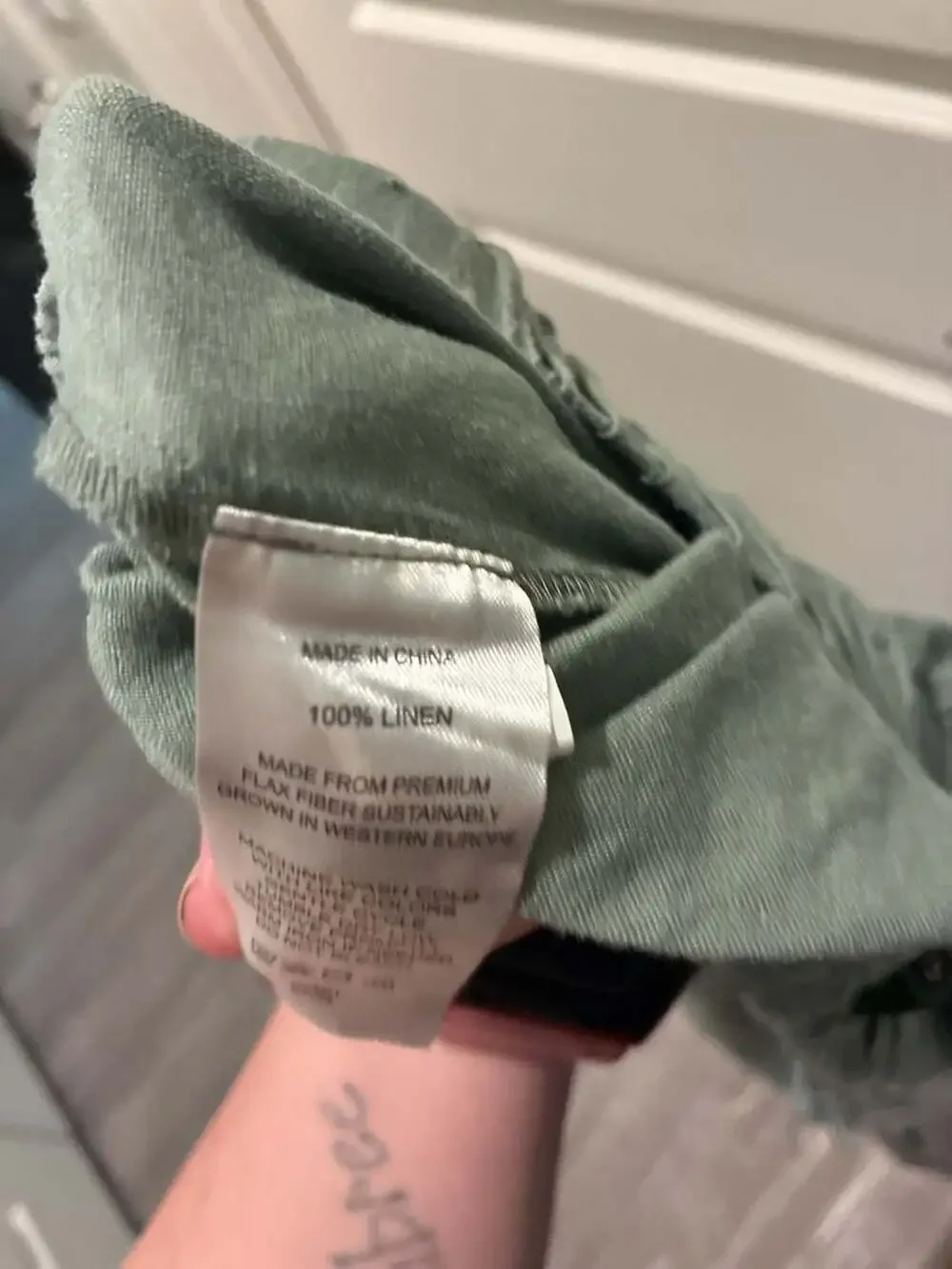 Quince 100% Linen Pull-On Pants Green Size S